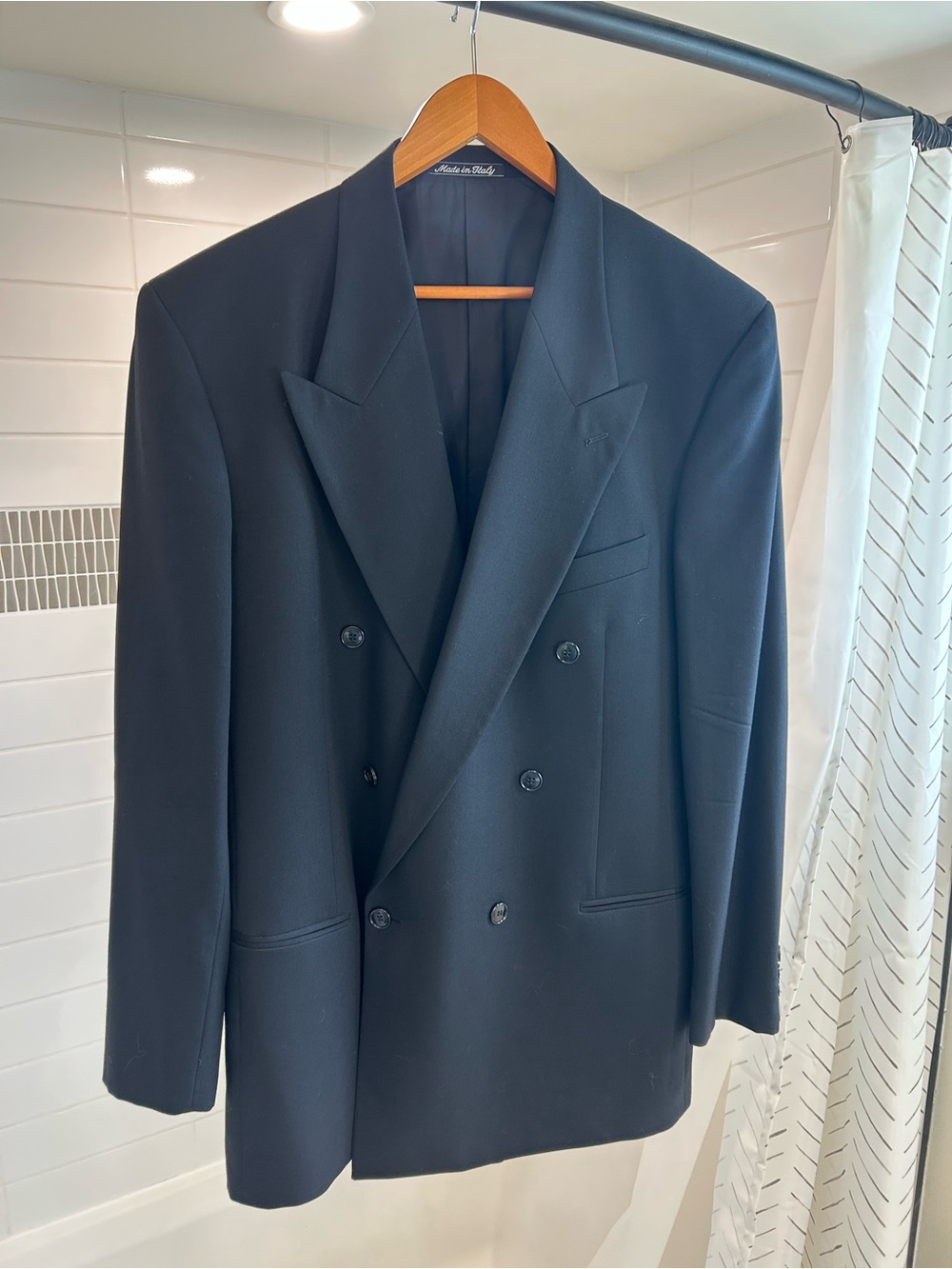 Giorgio Armani Black Double-Breasted Wool Blazer